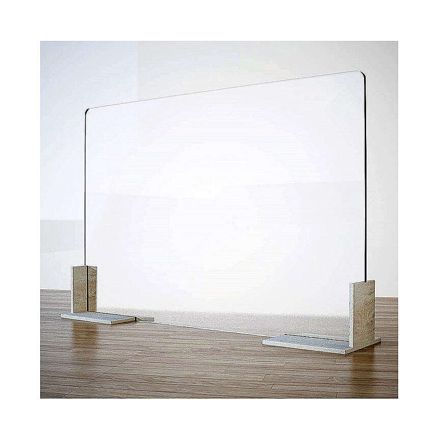 Barreira de proteção anti-contágio de mesa linha Wood acrílico e madeira, 65x90 cm 3