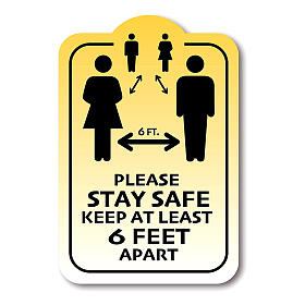 Removable stickers 4 pcs, STAY SAFE KEEP 6 FEET APART
