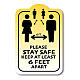 Removable stickers 4 pcs, STAY SAFE KEEP 6 FEET APART s1