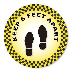 KEEP 6 FEET APART removable stickers 6 pieces 15 cm