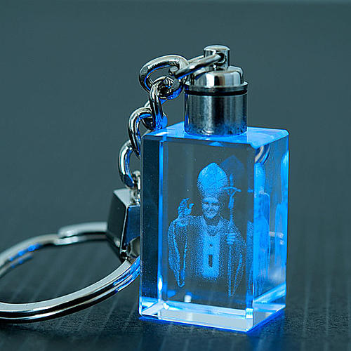 Schluesselanhaenger Led und Kristall 3D Johannes Paul II 2