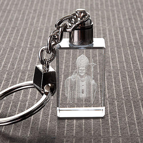 Key ring with led and John-Paul II 3D crystal 3