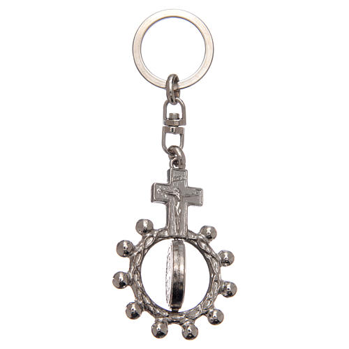 Keychain with swivelling one decade rosary, Saint Benedict 3