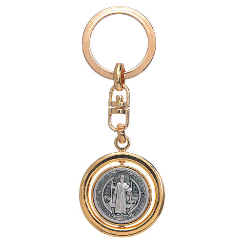 Schluesselhaenger vergoldet Medaille Heilig Benedictus 1