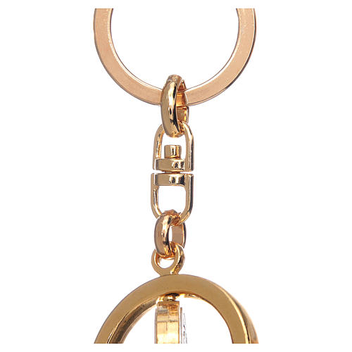 St Benedict revolving medal golden key ring 3