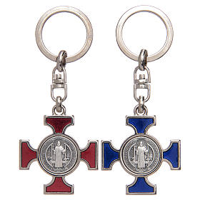 Celtic keychain in silver metal, Saint Benedict s1