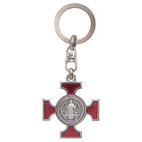 Celtic keychain in silver metal, Saint Benedict