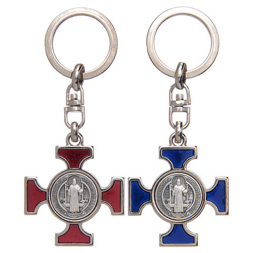 Celtic keychain in silver metal, Saint Benedict 1