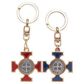 Celtic keychain in golden metal, Saint Benedict s2