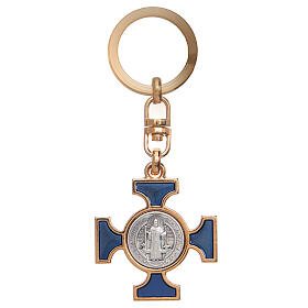 Celtic keychain in golden metal, Saint Benedict