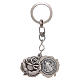 Rose shaped, silver keyring with Saint Benedict medal s1