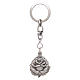 Rose shaped, silver keyring with Saint Benedict medal s3