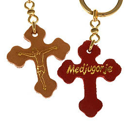 Key ring with a cross in leather Medjuogorje s3