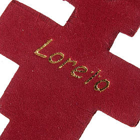 Key ring with a leather cross of Saint Damien