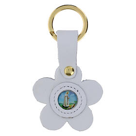 Porte-clefs cuir Notre Dame de Fatima fleur