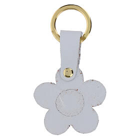 Porte-clefs cuir Notre Dame de Fatima fleur