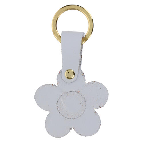 Our Lady of Fatima leather key ring, flower 2