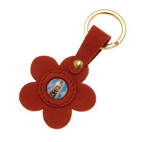Our Lady of Loreto leather key ring, flower