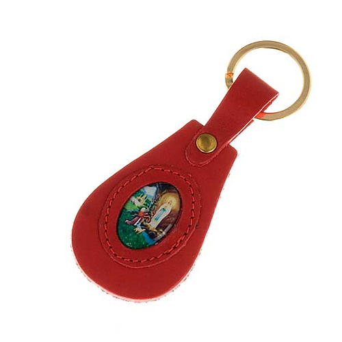 Our Lady of Lourdes leather key ring, oval 1