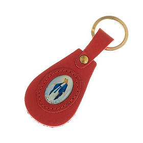 Miraculous Virgin leather key ring, oval