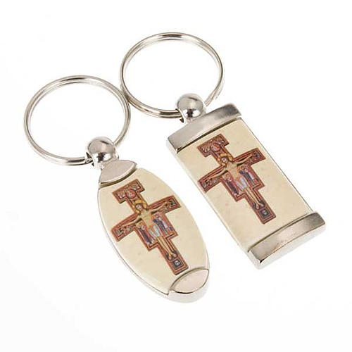 Porte-clés métal croix de St Damien 1