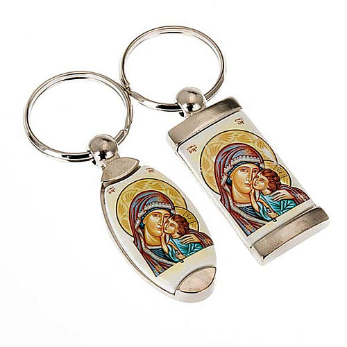 Keyring in metal with icon of Our Lady of Tenderness 1