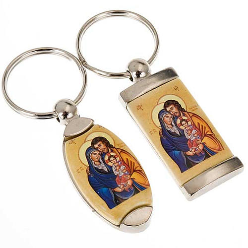 Keyring in metal with Holy Family Byzantine icon 1