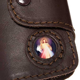 Key case in leather with 6 hooks, Jesus image