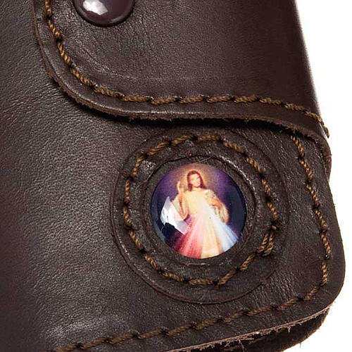 Key case in leather with 6 hooks, Jesus image 2