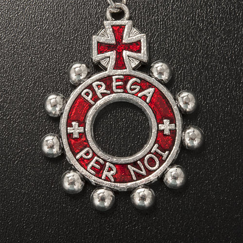 Keychain with ring in red enamel, Ave Maria (Italian) 3
