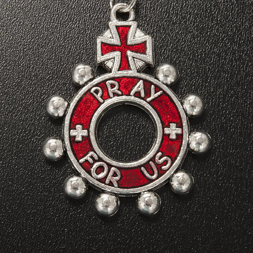 Keychain with ring in red enamel, Hail Mary (English) 3