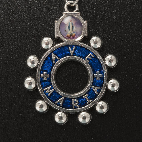 Keychain with ring in blue enamel, Hail Mary (English) 2