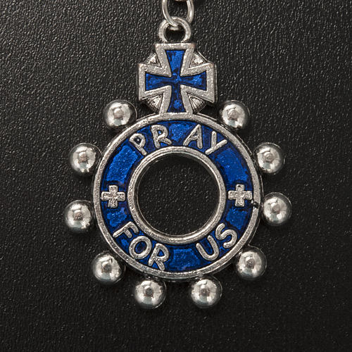 Keychain with ring in blue enamel, Hail Mary (English) 3