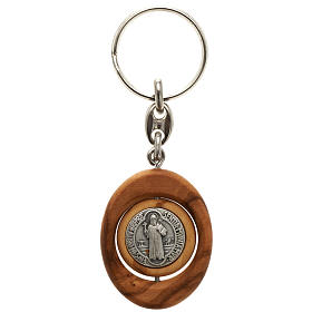 St. Benedict revolving medal keychain oval shaped