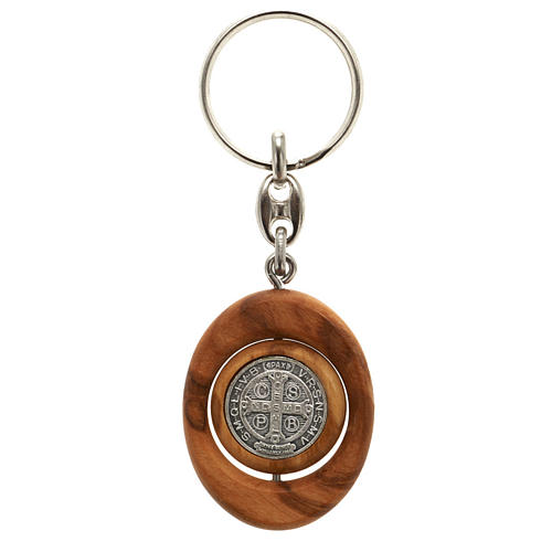 St. Benedict revolving medal keychain oval shaped 2