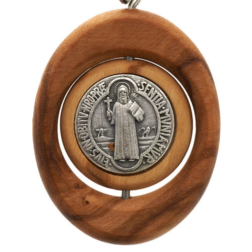 St. Benedict revolving medal keychain oval shaped 3