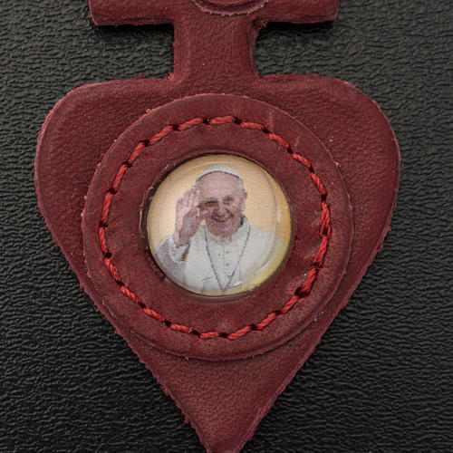 Chaveiro couro coração Papa Francisco 3