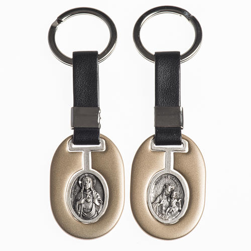 Sacred Heart of Jesus and Virgo Carmeli keychain in metal. 1
