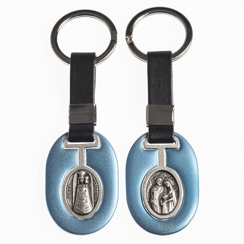 Schlüsselanhänger aus Metall Madonna von Loreto/Heilige Familie mit Bändchen 1