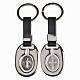 Keychain in metal and fake leather, Saint Benedict s1