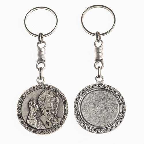 Schlüsselanhänger Papst Benedikt XVI galvanisch antikes Silber Durchmesser 38 mm 1