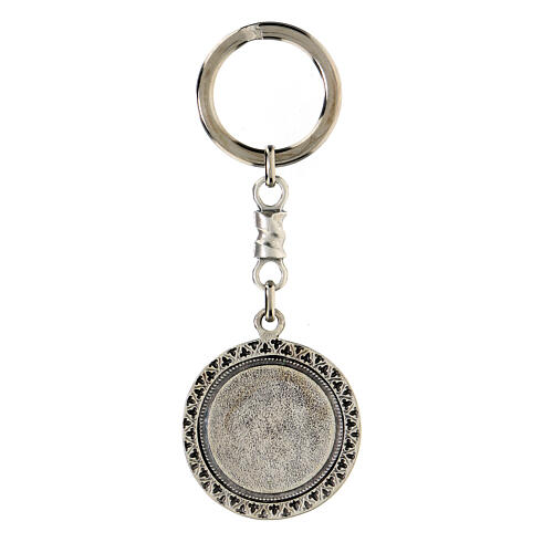 Schlüsselanhänger Papst Benedikt XVI antikes Silber galvanisch Durchmesser 38 mm 2