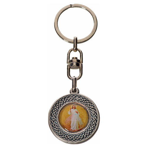 Keychain with Jesus in zamak, round 1