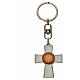 Porte-clé croix Saint Esprit zamac émail blanc s2