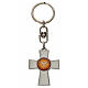 Porte-clé croix Saint Esprit zamac émail blanc s1