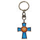 Keyring with Holy Spirit cross medal, zamak blue enamel s3