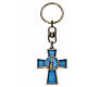Keyring with Holy Spirit cross medal, zamak blue enamel s4