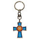 Keyring with Holy Spirit cross medal, zamak blue enamel s1