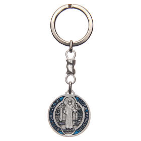 Keyring with Saint Benedict cross medal, zamak 2.9cm