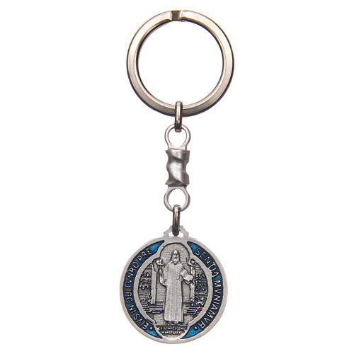 Porte-clé médaille croix Saint Benoît zamac 2,9 cm 1